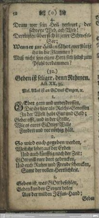(32.) Geben ist seliger, denn Nehmen. Act. XX, 35