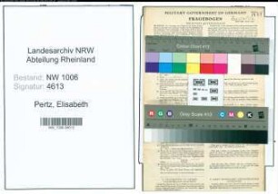 Entnazifizierung Elisabeth Pertz , geb. 07.08.1904 ()