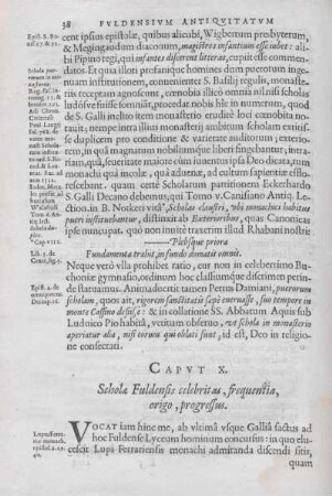Caput X. Schola Fuldensis celebritas, frequentia, origo, progressus.