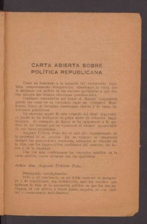 Carta abierta sobre política republicana