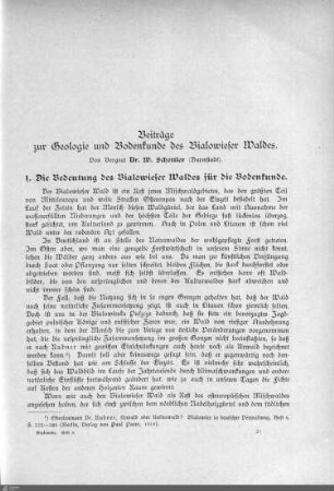 I. Beiträge zur Geologie und Bodenkunde des Bialowieser Waldes.