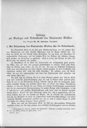 I. Beiträge zur Geologie und Bodenkunde des Bialowieser Waldes.