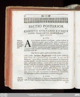 Sectio Posterior De Condito Gymnasio Eiusque Fatis Praecipuis Hodiernoque Statu.