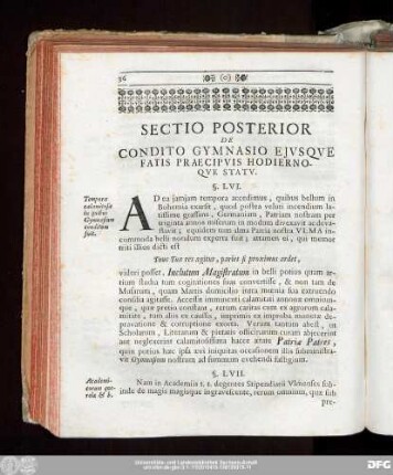 Sectio Posterior De Condito Gymnasio Eiusque Fatis Praecipuis Hodiernoque Statu.