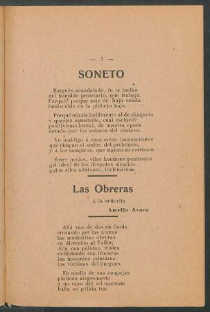 Las Obreras : A la señorita Amelia Avaca