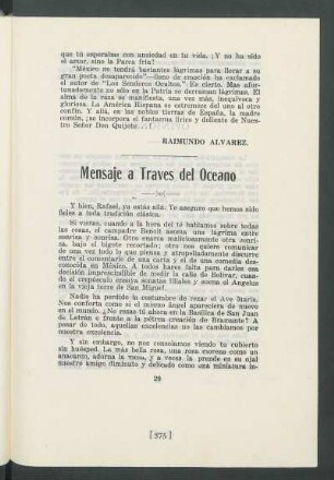 Mensaje a Través del Oceano