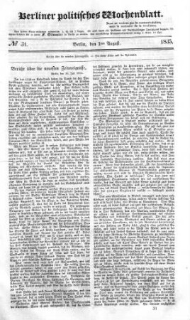 No 31, 1. August 1835