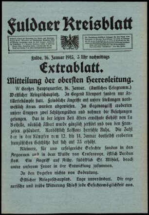 Zweite Ausgabe vom Samstag, den 16. Januar 1915.