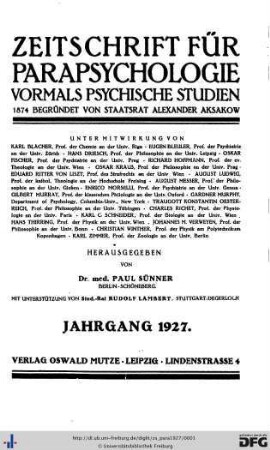 2=54: Zeitschrift für Parapsychologie