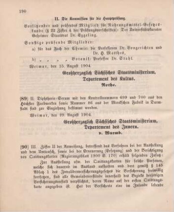 89. Ministerialbekanntmachung, betr. die Einziehung von Diphtherie-Serum