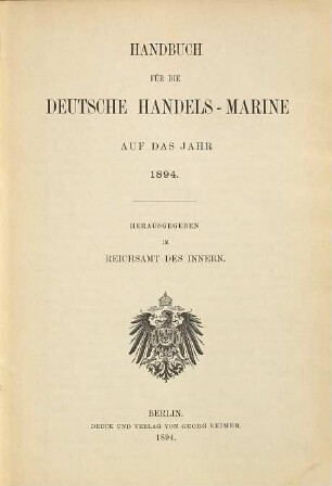Handbuch für die deutsche Handelsmarine, 1894