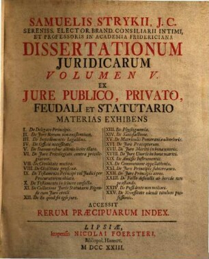 Dissertationum Juridicarum De Selectis Utriusque Juris Materiis. 5