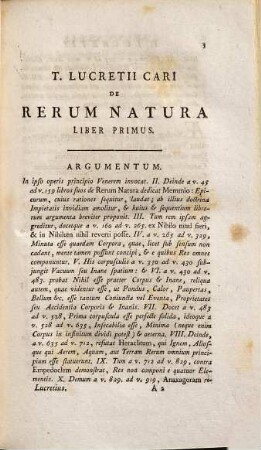 Titi Lucretii Cari De Rerum Natura Libri Sex : Ad Optimas Editiones Collati