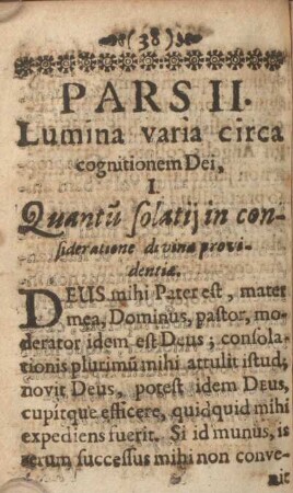 Pars II. Lumina varia circa cognitionem Dei.