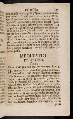 123-133, Meditatio Pro Feria sexta; ...