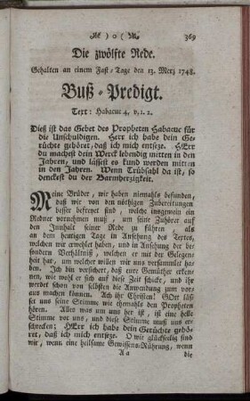 Die zwölfte Rede. Buß- Predigt.