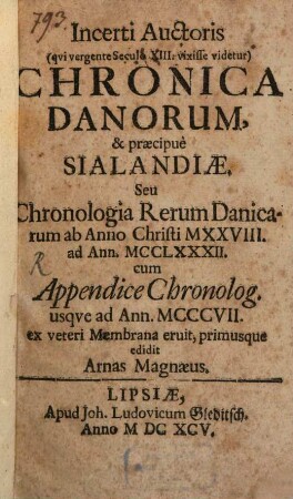 Incerti Auctoris Chronica Danorum