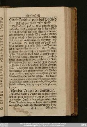 Von der Trauer der Cardinäle.