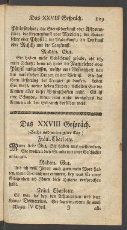 Das XXVIII Gespräch.