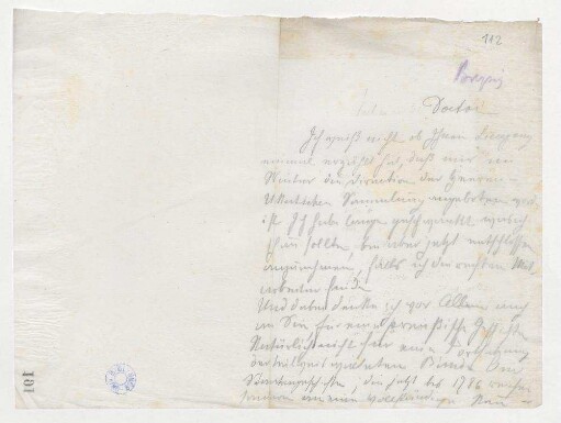 Brief an Dr. [Kurt] Breysig in Berlin