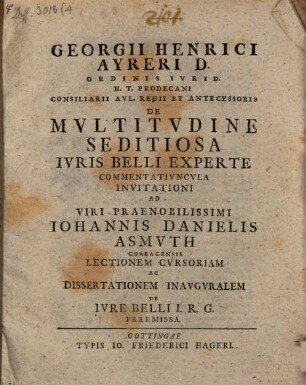 De multitudine seditiosa iuris belli experte commentatiuncula