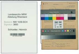 Entnazifizierung Heinrich Schluetter , geb. 16.11.1912 (Chemiewerkspostenmann)