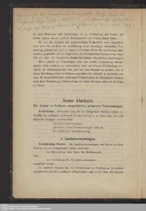 Erster Abschnitt. Die bisher in Sachsen ausgeführten grösseren Vermessungen