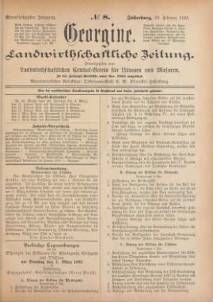 Einundsechzigster Jahrgang. No. 8. Insterburg, 23. Februar 1893.