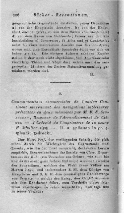 Communications commerciales de l'ancien Continent moyennant des navigations intérieures présentées en deux mémoires / par M. F. S. Sinsteden, Receveur de l'Arrondissement de clèves. - Créveld : Schuller, 1808