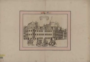 Teilansicht des Altmarktes, Kupferstich, 1680 : Der Dianae Nympha Aufzugk bey Publicirung der Dianae ihrem Cartel zum Ring Rennen / [Zum Drucke befördert Durch Gabriel Ttzschimmern] - [Nürnberg] : [Hoffmann] ; [Nürnberg] : [Froberger] , [1680]. - 1 Kunstbl. : Kupferstich ; 38 x 28 cm