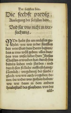 Die sechst predig.