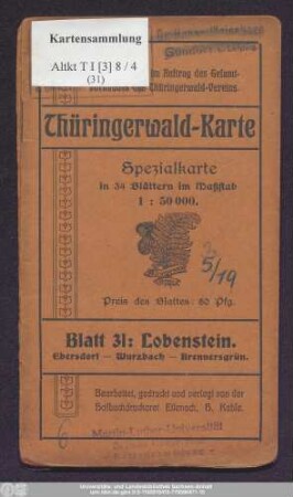 Blatt 31: Lobenstein : Ebersdorf - Wurzbach - Brennersgrün