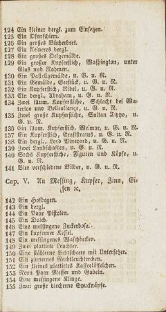 Cap. V. An Messing, Kupfer, Zinn, Einsen etc