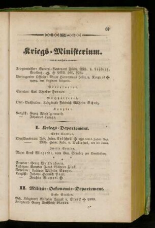 Kriegs=Ministerium.