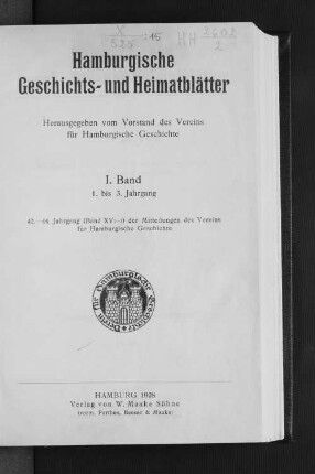 1. Bd. 1.1926: Hamburgische Geschichts- und Heimatblätter