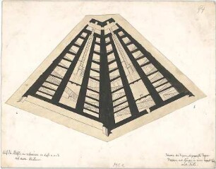 Stegmann, Carl von; Zeichnungen für Publikationen - Rippen, eingesprengter Bogen, Treppen u. Gänge in einem Kuppel - Viertel, nach Nelli (Schema)