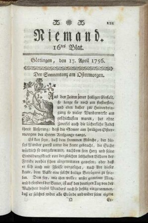 16tes Blat. Göttingen, den 17. April 1756.