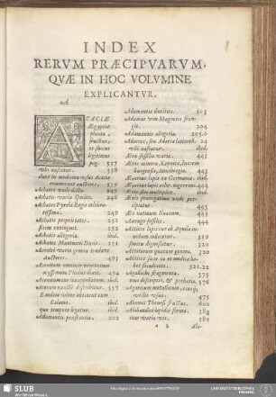 Index Rerum Praecipuarum, Quae In Hoc Volumine Explicantur