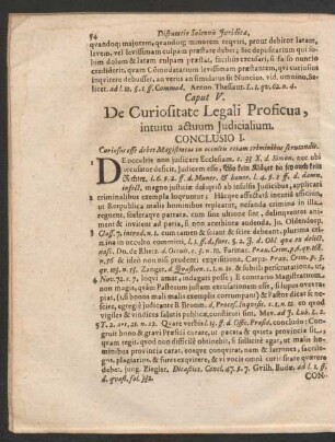 Cap. V. De Curiositate Legali Proficua, intuitu actuum Iudicialium. Conclusio I. - Concl. IV.