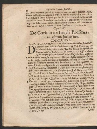 Cap. V. De Curiositate Legali Proficua, intuitu actuum Iudicialium. Conclusio I. - Concl. IV.