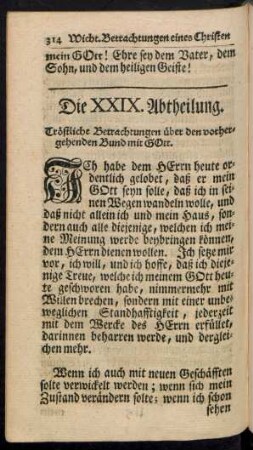 Die XXIX. Abtheilung. Tröstliche Betrachtungen über den vorhergehenden Bund mit Gott