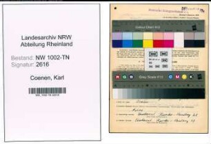 Entnazifizierung Karl Coenen , geb. 02.12.1889 (Arbeiter)