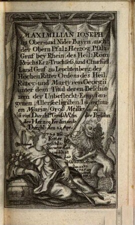 Des Churbaierischen Hohen Ritter-Ordens St. Georgii Wappen-Kalender. 1766, 1766