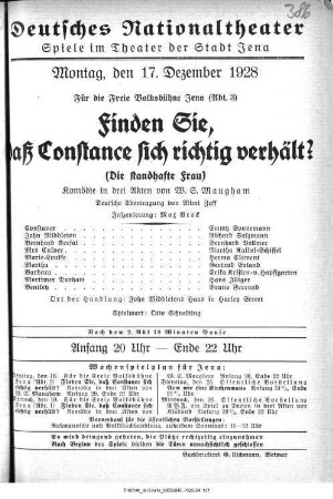 Finden Sie, daß Constance sich richtig verhält? (Die standhafte Frau)