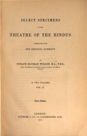 Works. 12, Vol. 12 : Select specimens of the theatre of the Hindus ; 2
