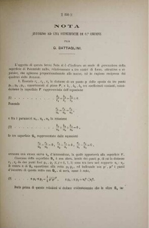 Nota intorno ad una superficie di ottavo ordine.