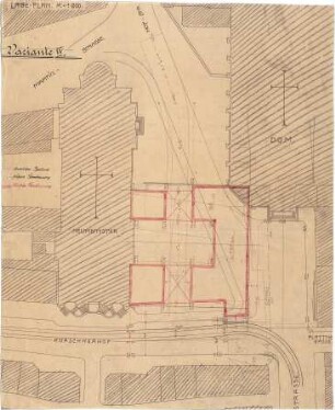 Fischer, Theodor; Würzburg, Münsterplatz; Sparkasse - Variante IV. (Lageplan)