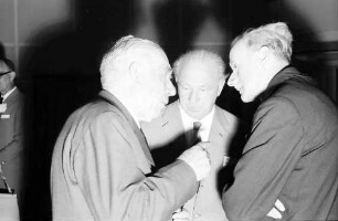 12. Tagung 1962 Physik; Eröffnung 25.6.1962: Nils Bohr, Werner Heisenberg, Paul Dirac