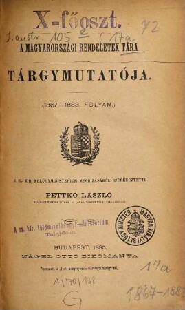 Magyarországi rendeletek tára. [17, a]