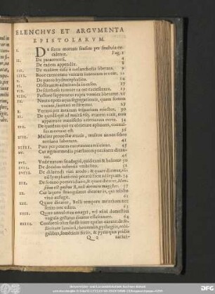 Elenchus Et Argumenta Epistolarum.